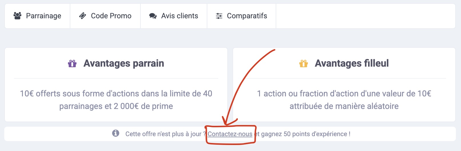 Mise à jour des conditions
